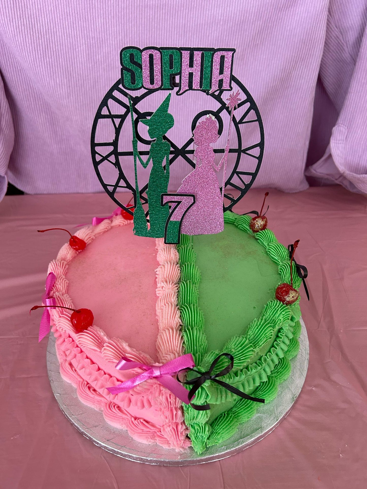 Pink & green vintage heart