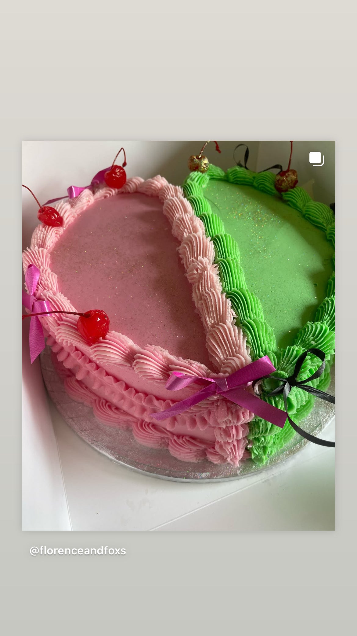Pink & green vintage heart